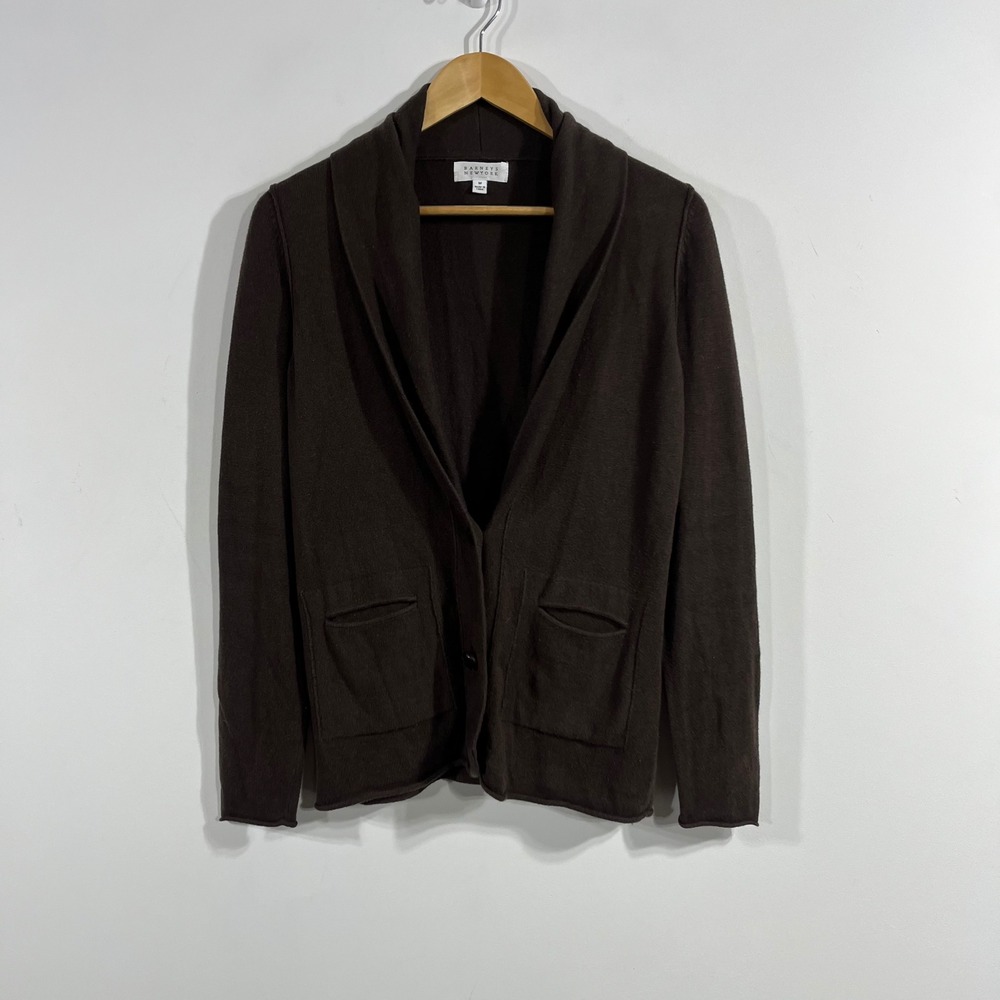 Barneys NY Brown Old Money Cashmere Cotton Shawl Collar Cardigan Sweater Medium